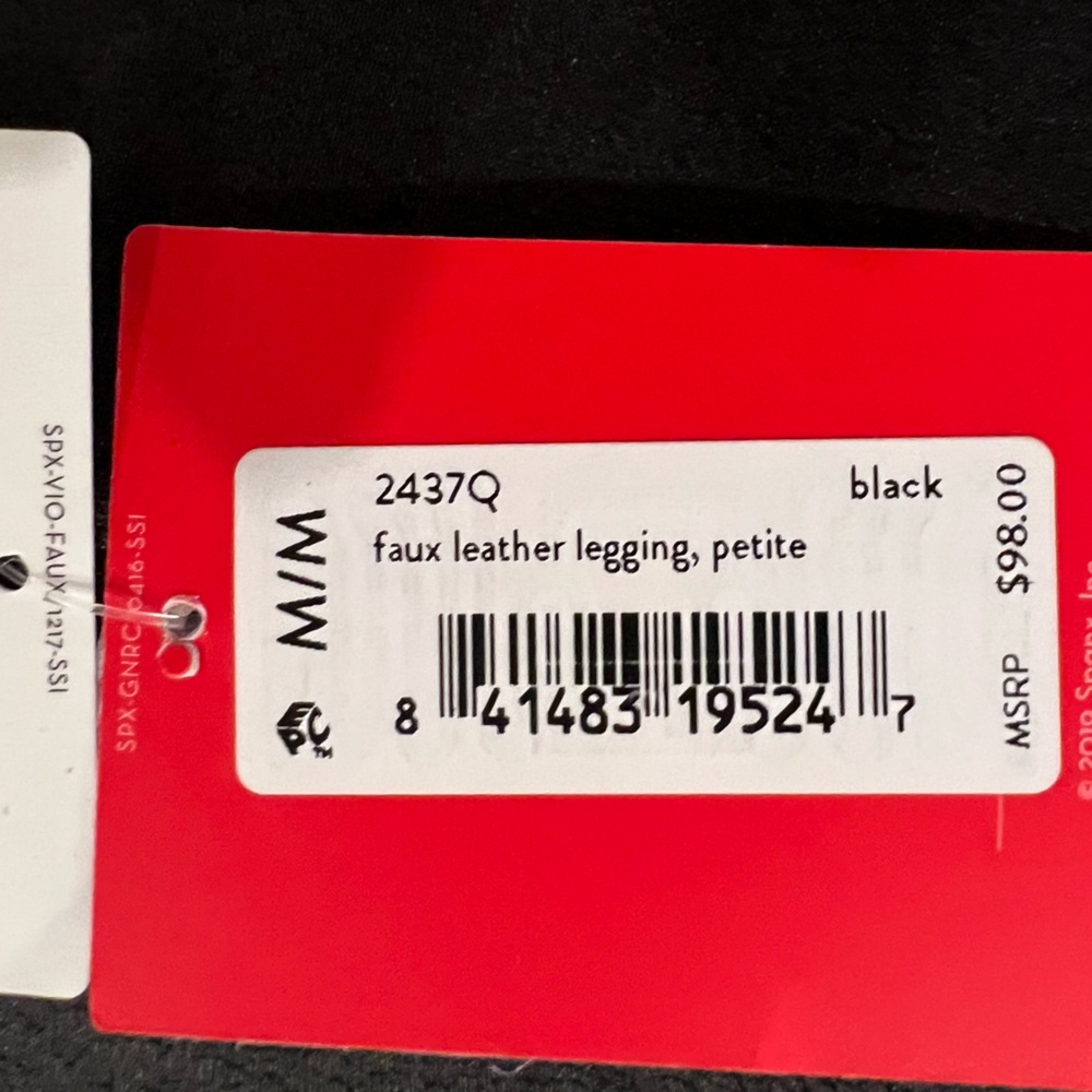 SPANX Petite Medium Black Faux Leather Leggings - Picture 7 of 7